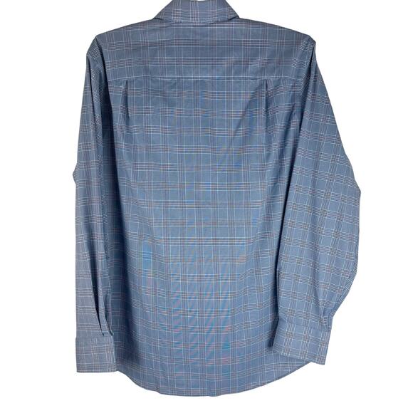 DAVID DONAHUE FUSION PERFORMANCE PLAID BUTTON UP SHIRT IN BLUE NWT MEN'S 16 M/L - Picture 2 of 14